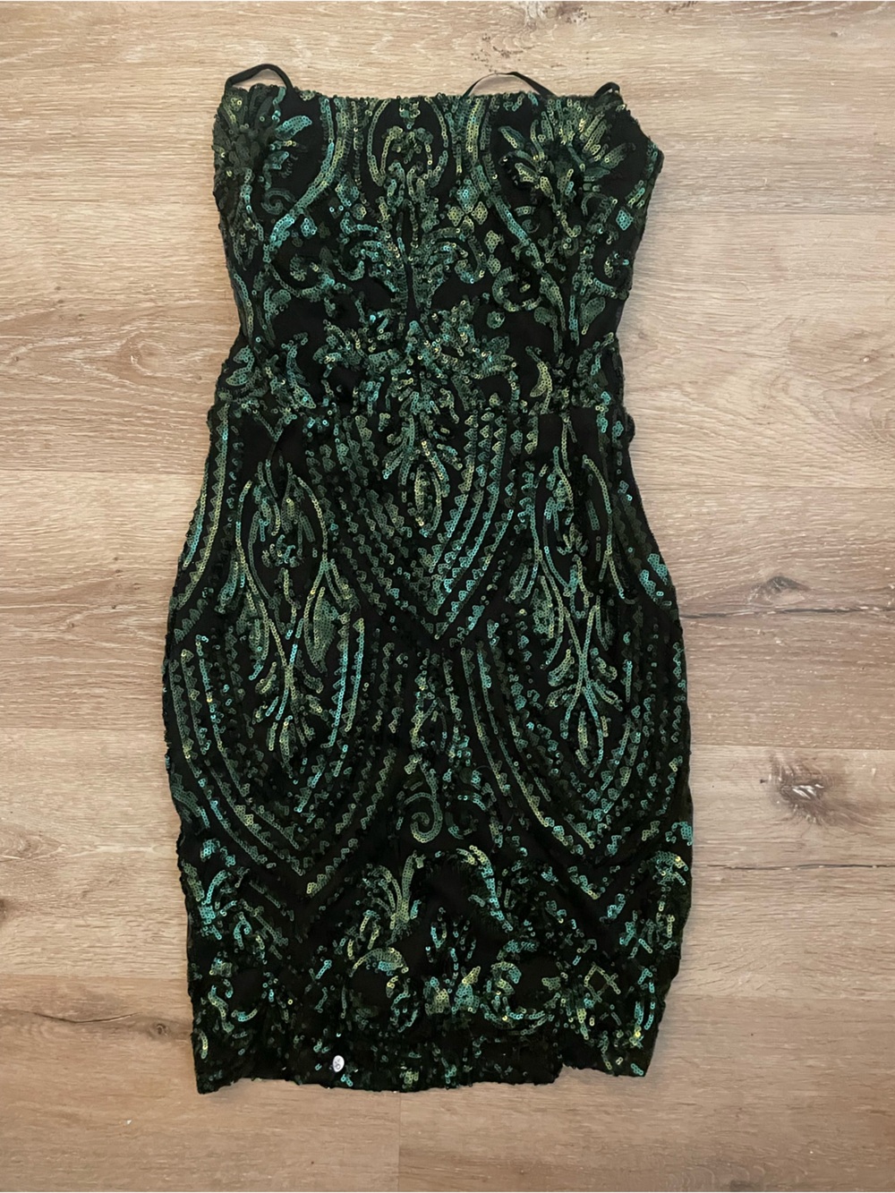 Black & Green Sequin mini dress